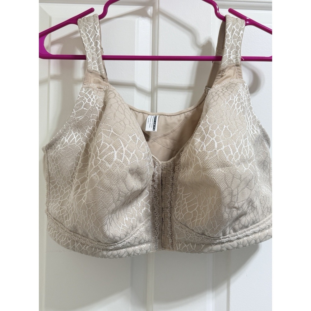 Front Close Beige Posture Bra with Lace Size 44DDD